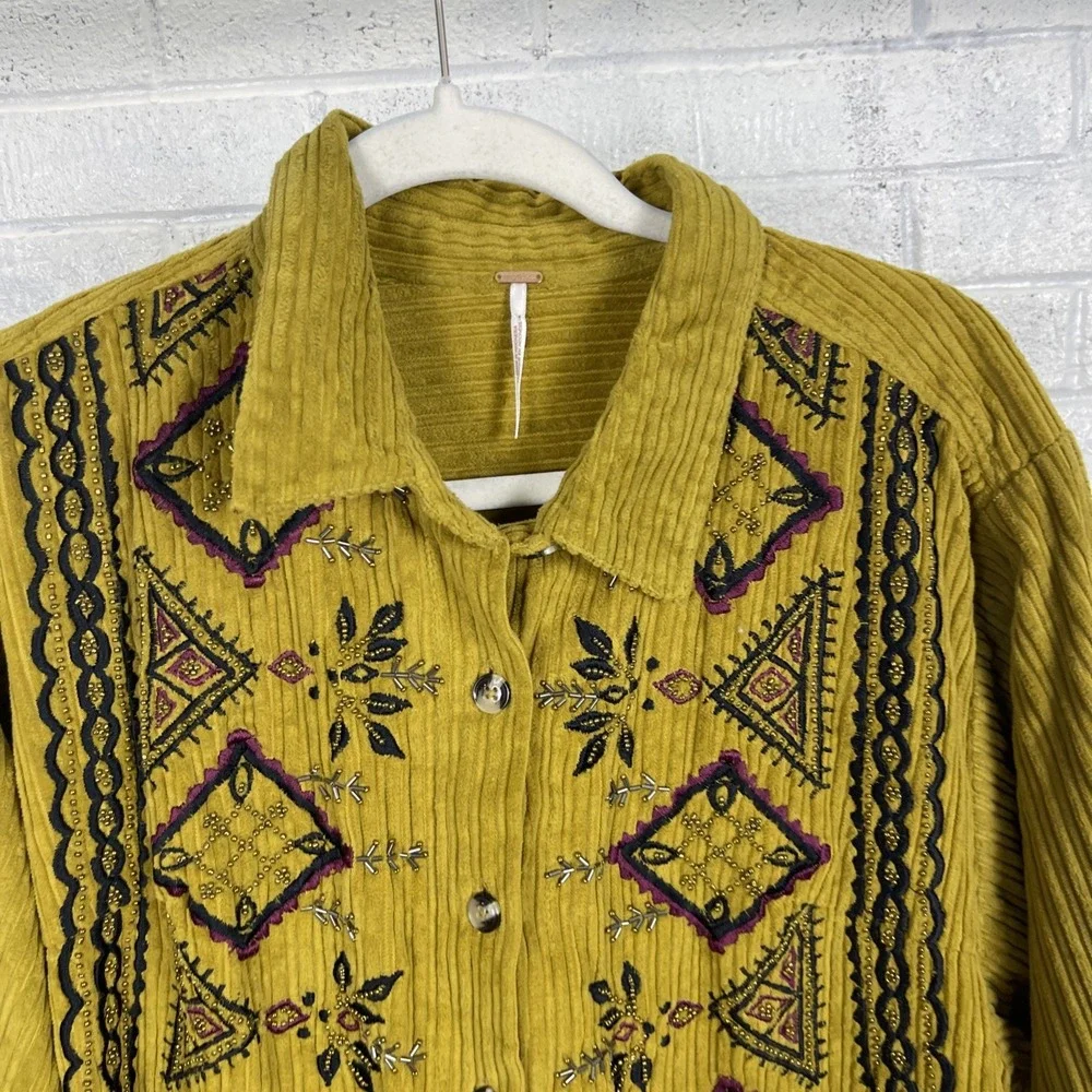 Free People Mustard Embroidered Jumpsuit - Picture 2 of 13